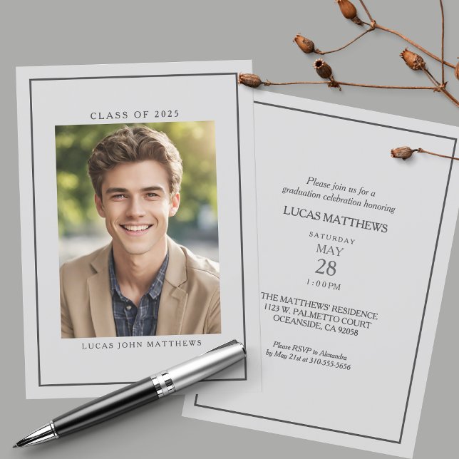 Class of 2026 Classic Custom Photo Graduation Invitation (A classic minimalist graduation invitation to celebrate your graduate's achievement.)