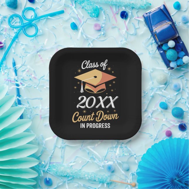 Class Of 2026 Count Down In Progress Personalised  Paper Plate (Party)