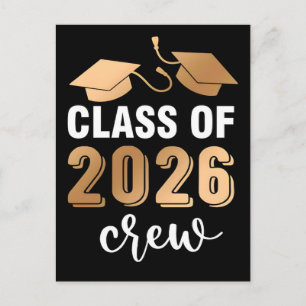 Class Of 2026 Crew Graduation Typography Vector Holiday Postcard