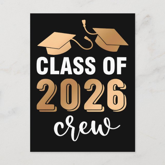 Class Of 2026 Crew Graduation Typography Vector Holiday Postcard (Front)