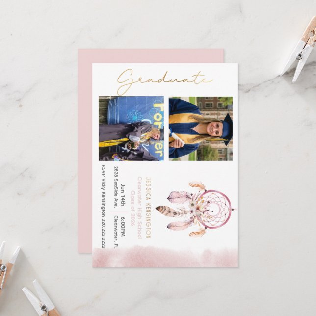 Class of 2026 Dreamcatcher Design Invitation (Front/Back In Situ)