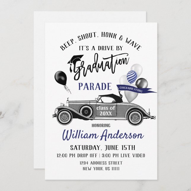 Class of 2026 DRIVE BY Graduation Party Invitation (Front/Back)