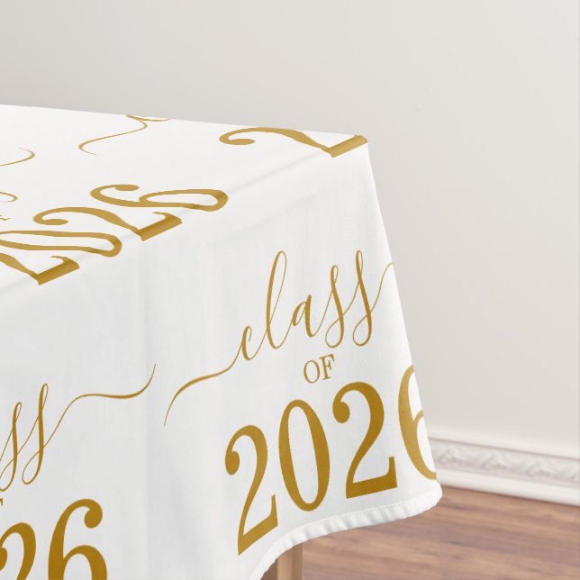 Class of 2026 Elegant Gold Script  Tablecloth (In Situ)