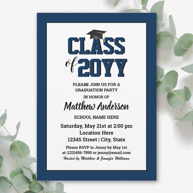 Class of 2026 Elegant Navy Blue Graduation Invitation (Creator Uploaded)
