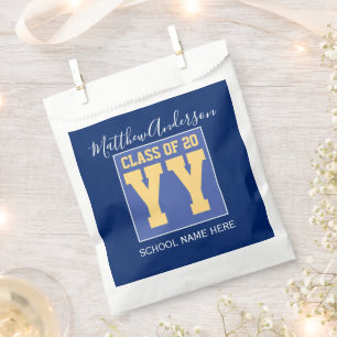 Class of 2026 Elegant Royal Blue & Gold Graduation Favour Bags