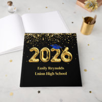Class of 2026 Gold Balloons With Blue Cap