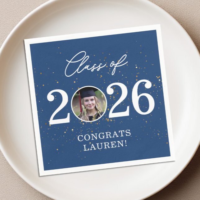 Class of 2026 Gold Glitter Graduation Napkin (Creator Uploaded)