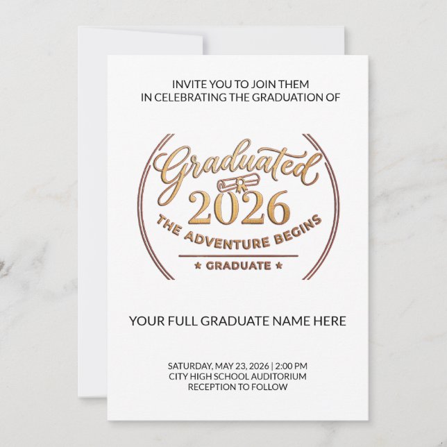 Class of 2026 Gold Invitation | Invitación Oro (Front)