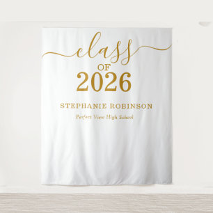 Class of 2026 Gold Script Graduation Backdrop Prop Tapestry