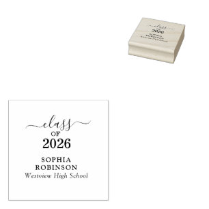 Class of 2026 Gold Script Typography Graduation  Rubber Stamp