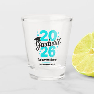 Class of 2026 Grad Cap Graduate Aqua Shot Glass