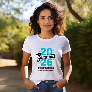 Class of 2026 Grad Cap   Graduate Aqua T-Shirt