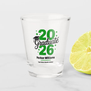 Class of 2026 Grad Cap Graduate Green Shot Glass