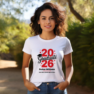 Class of 2026 Grad Cap Graduate Red T-Shirt
