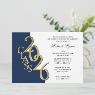 Class of 2026 Grad Gold with Color Option Invitation