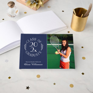 Class of 2026 Graduate 2 Photo Navy Graduation Guest Book