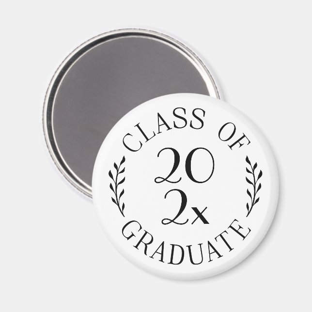 Class of 2026 Graduate Chic Black Typography Magnet (Front/Back)