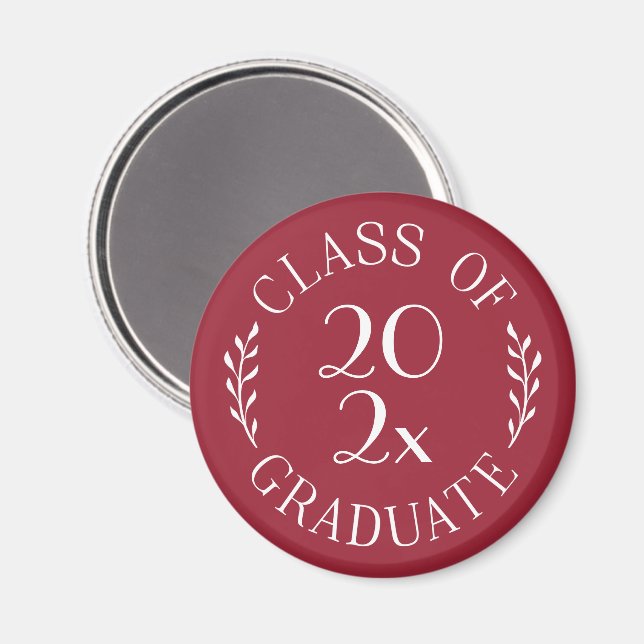 Class of 2026 Graduate Chic Typography Burgundy Magnet (Front/Back)