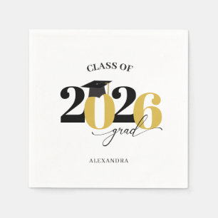 Class of 2026 Graduate Modern Tyopgraphy Gold Napkin