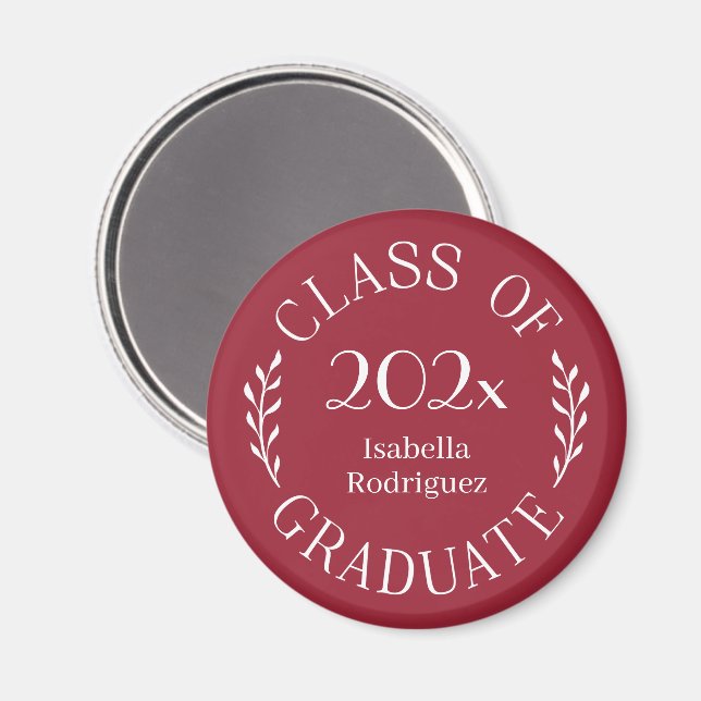Class of 2026 Graduate Name Typography Burgundy Magnet (Front/Back)