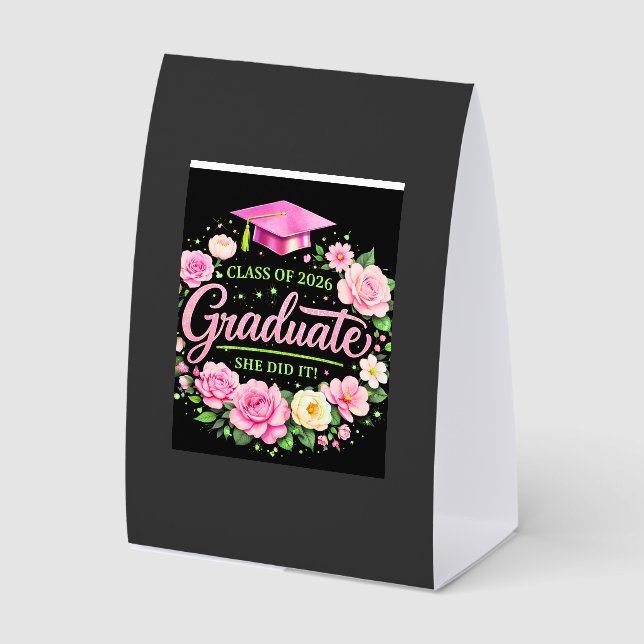 Class of 2026 Graduate She Did It Pink Floral Grad (Front)