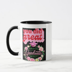 Class of 2026 Graduate She Did It Pink Floral Grad Mug