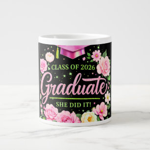 Class of 2026 Graduate She Did It Pink Floral mug