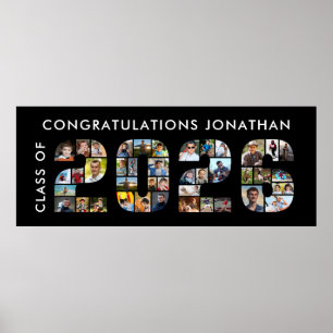 Class of 2026 Graduation 41 Photo Collage Black Poster