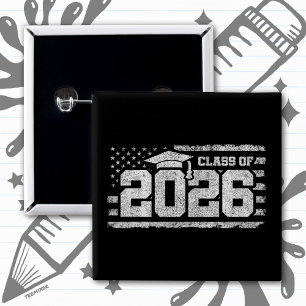 Class of 2026 Graduation American Flag Senior 2026 15 Cm Square Badge