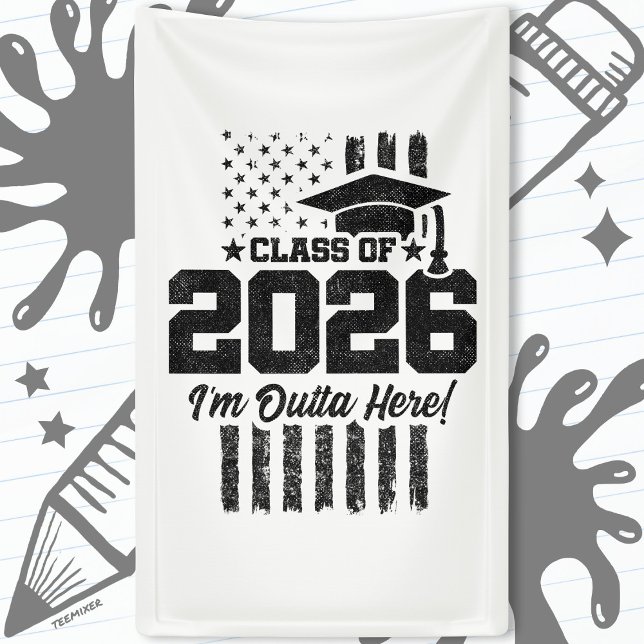 Class of 2026 Graduation American Flag Senior 2026 Banner (Creator Uploaded)