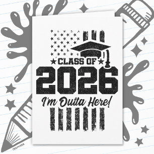 Class of 2026 Graduation American Flag Senior 2026 Card