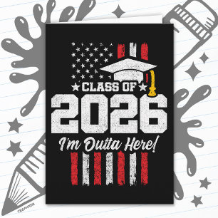 Class of 2026 Graduation American Flag Senior 2026 Card