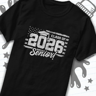 Class of 2026 Graduation American Flag Senior 2026 T-Shirt