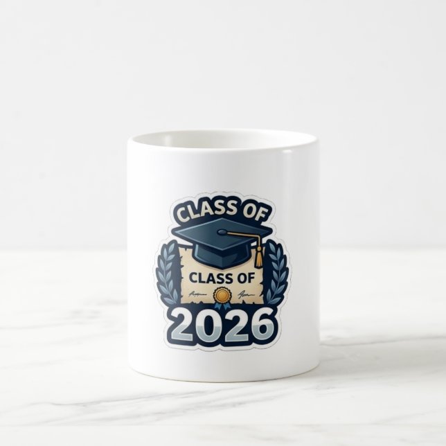 Class of 2026 Graduation Badge - Modern Pixel Art  Coffee Mug (Center)