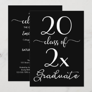 Class Of 2026 Graduation Chic Black White Script Invitation