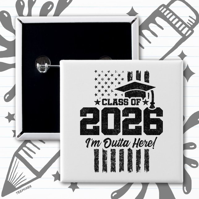 Class of 2026 Graduation Distressed Flag Design 15 Cm Square Badge (Creator Uploaded)