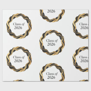 Class of 2026 Graduation Gold & Black Crest Custom Wrapping Paper