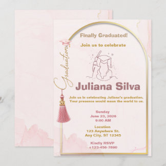 Class of 2026 Graduation Invitation Pink Gold