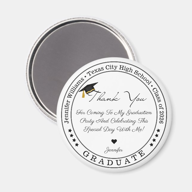 class of 2026, graduation modern chic thank you  magnet (Front/Back)