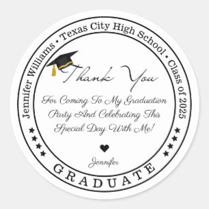 class of 2026, graduation modern thank you  classic round sticker