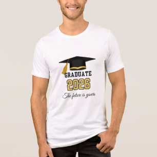 Class of 2026 Graduation Mortarboard Gold &Black Tri-Blend Shirt