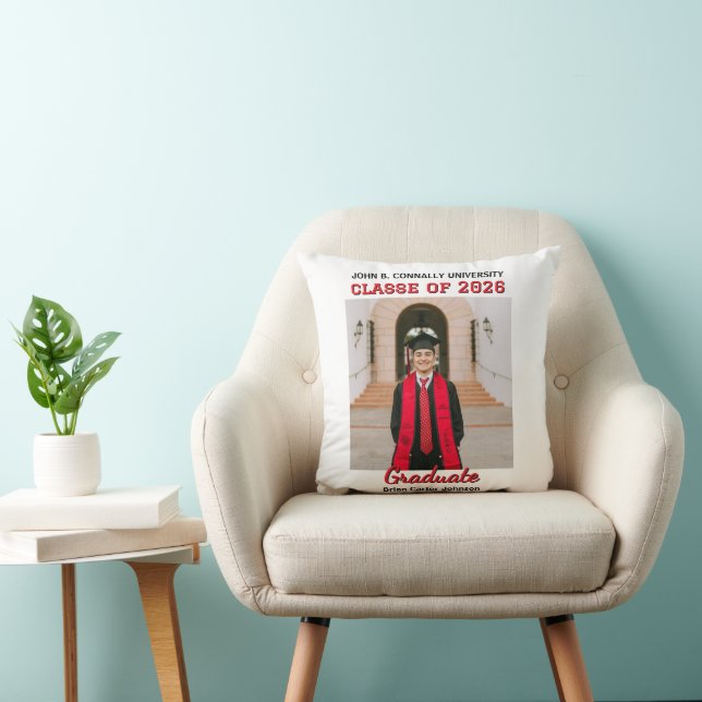 Class of 2026 Graduation Photo RED Script Gradua Cushion (Chair)