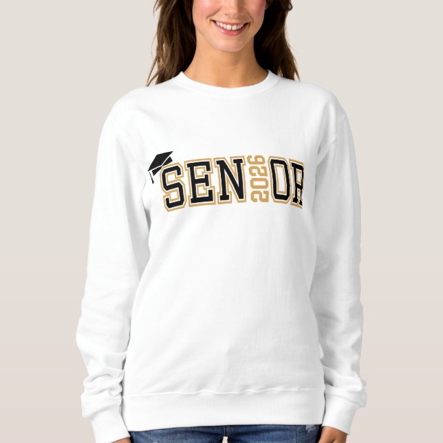 Class of 2026 Graduation Senior Orange Black Sweatshirt (Front)