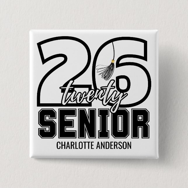 Class of 2026 Graduation Tassel 15 Cm Square Badge (Front)