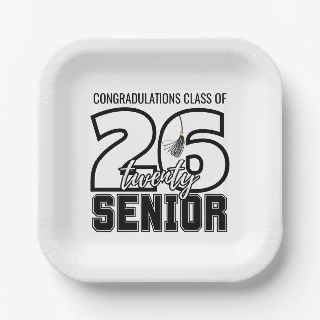 Class of 2026 Graduation Tassel Paper Plate (Front)