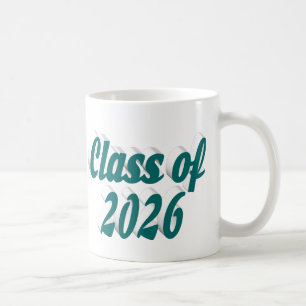 Class of 2026 green text graduation coffee mug