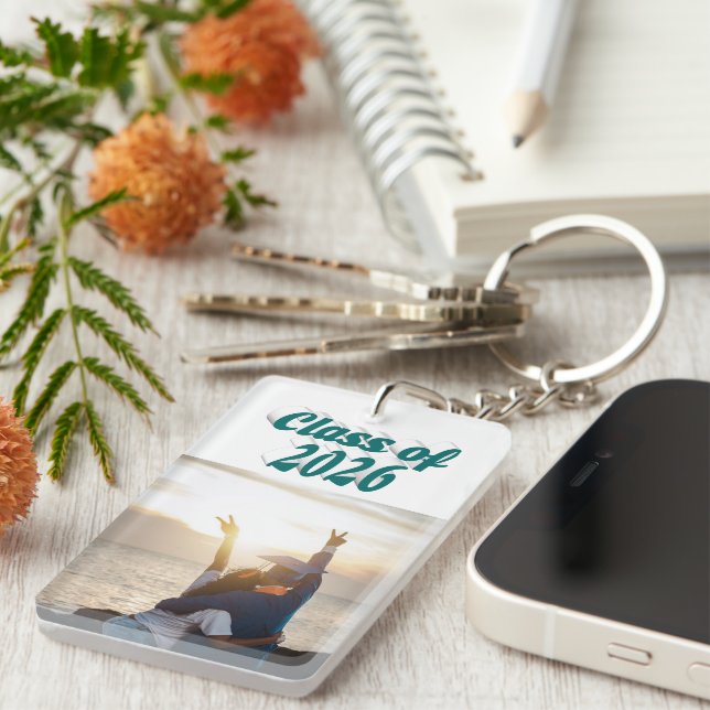 Class of 2026 green text graduation photo   key ring (Front Right)