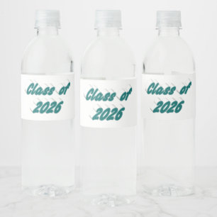 Class of 2026 green tyoography graduation water bottle label