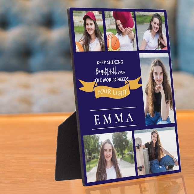 Class of 2026 Keep Shining Quote Photo Graduation Plaque (Keep Shining Quote Multi Photo Class of 2026 Graduation Photo Keepsake Plaque)