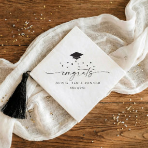 Class of 2026 Modern Black and White Graduation Napkin